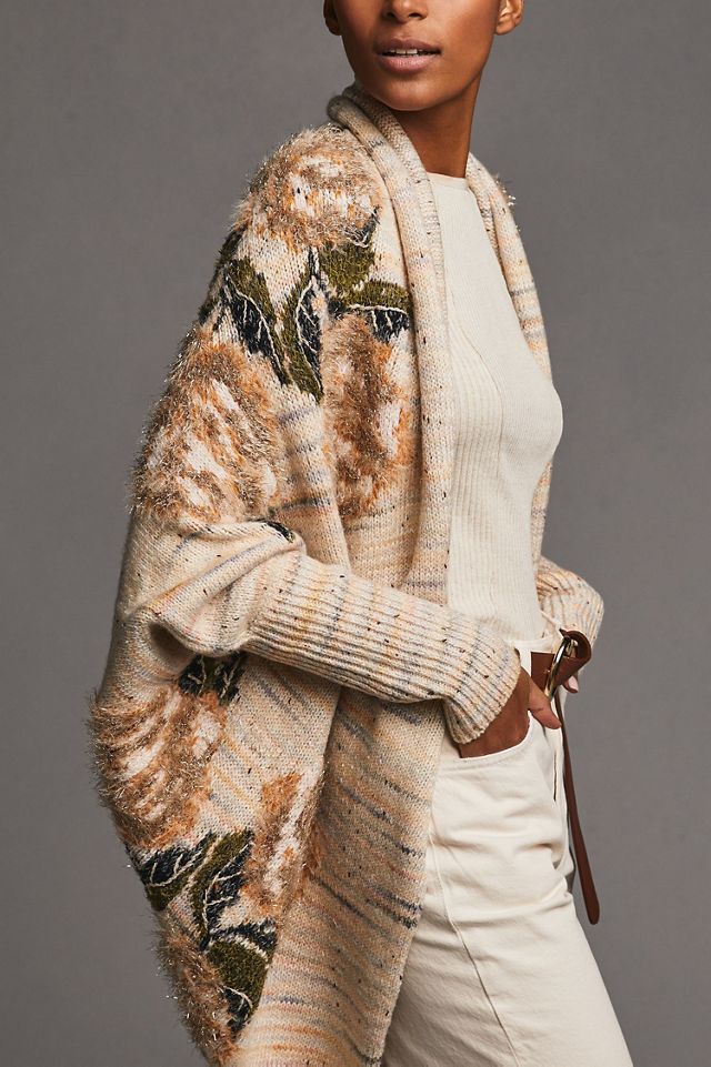 Metallic Stitched Floral Cardigan #4