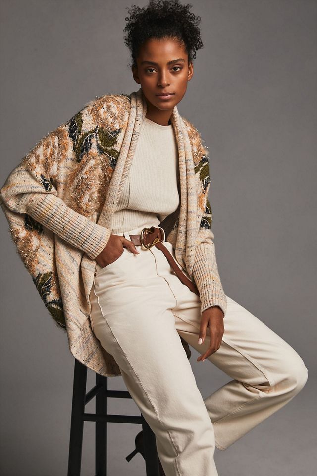 Metallic Stitched Floral Cardigan #2