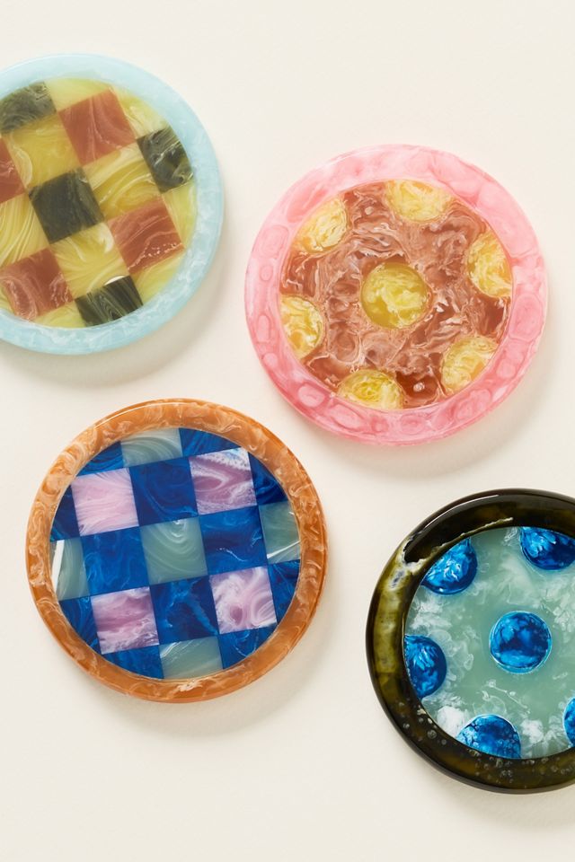 Patterened Resin Coasters, Set of 2 #3