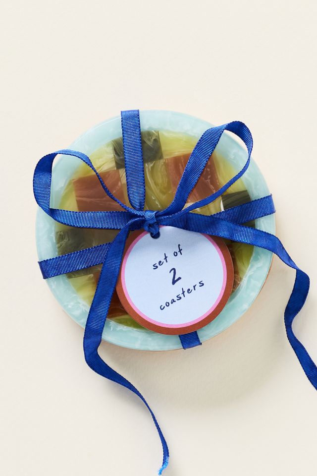 Patterened Resin Coasters, Set of 2 #2