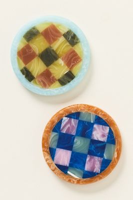 Patterened Resin Coasters, Set of 2