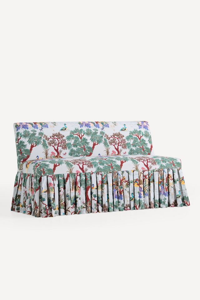 Layla Banquette Bench Printed Ruffle Slipcover #1