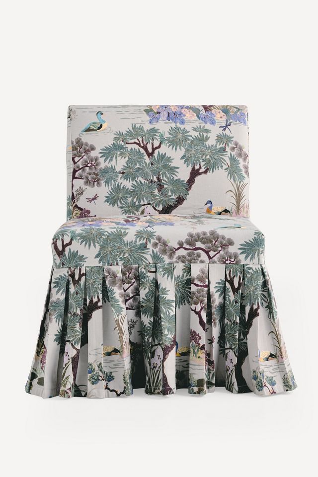 Layla Banquette Chair Printed Ruffle Slipcover #1