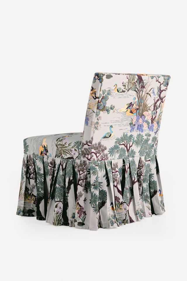 Layla Banquette Chair Printed Ruffle Slipcover #3