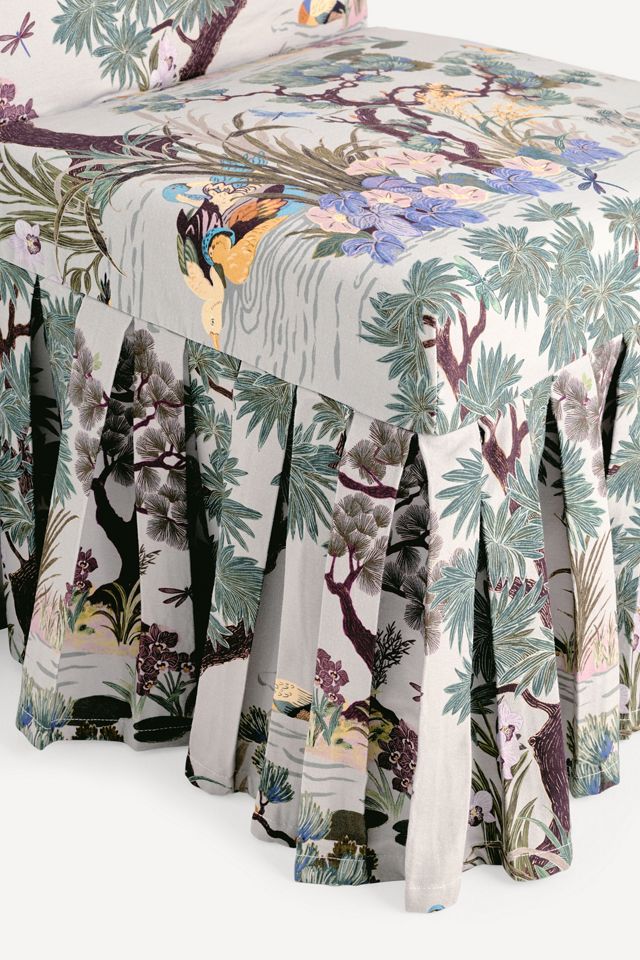 Layla Banquette Chair Printed Ruffle Slipcover #4