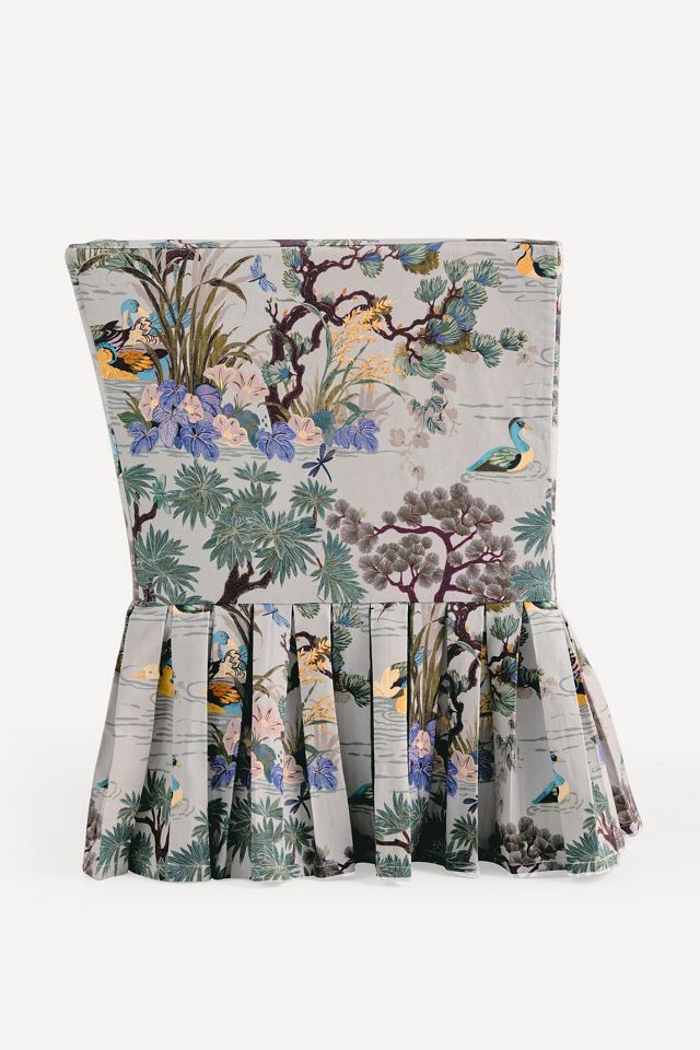 Layla Banquette Corner Chair Printed Ruffle Slipcover #2