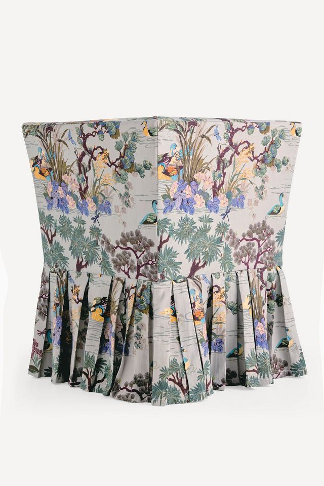 Layla Banquette Corner Chair Printed Ruffle Slipcover #3