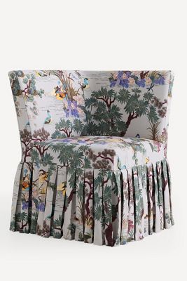 Layla Banquette Corner Chair Printed Ruffle Slipcover