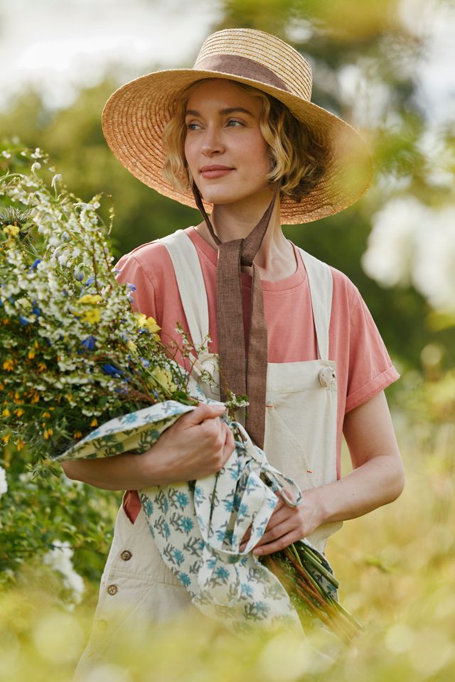 Linen Scarf Wide Brim Straw Hat | Terrain