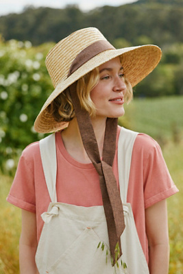 Linen Scarf Wide Brim Straw Hat | Terrain