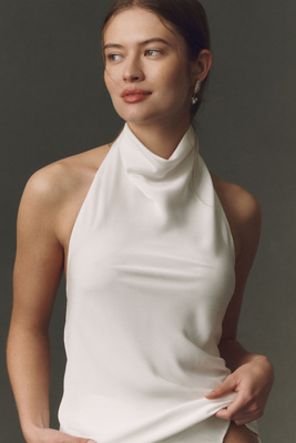 Bardot Solene Satin Cowl Mock-Neck Top