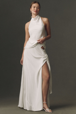 Solene Cut-Out Satin Maxi Skirt