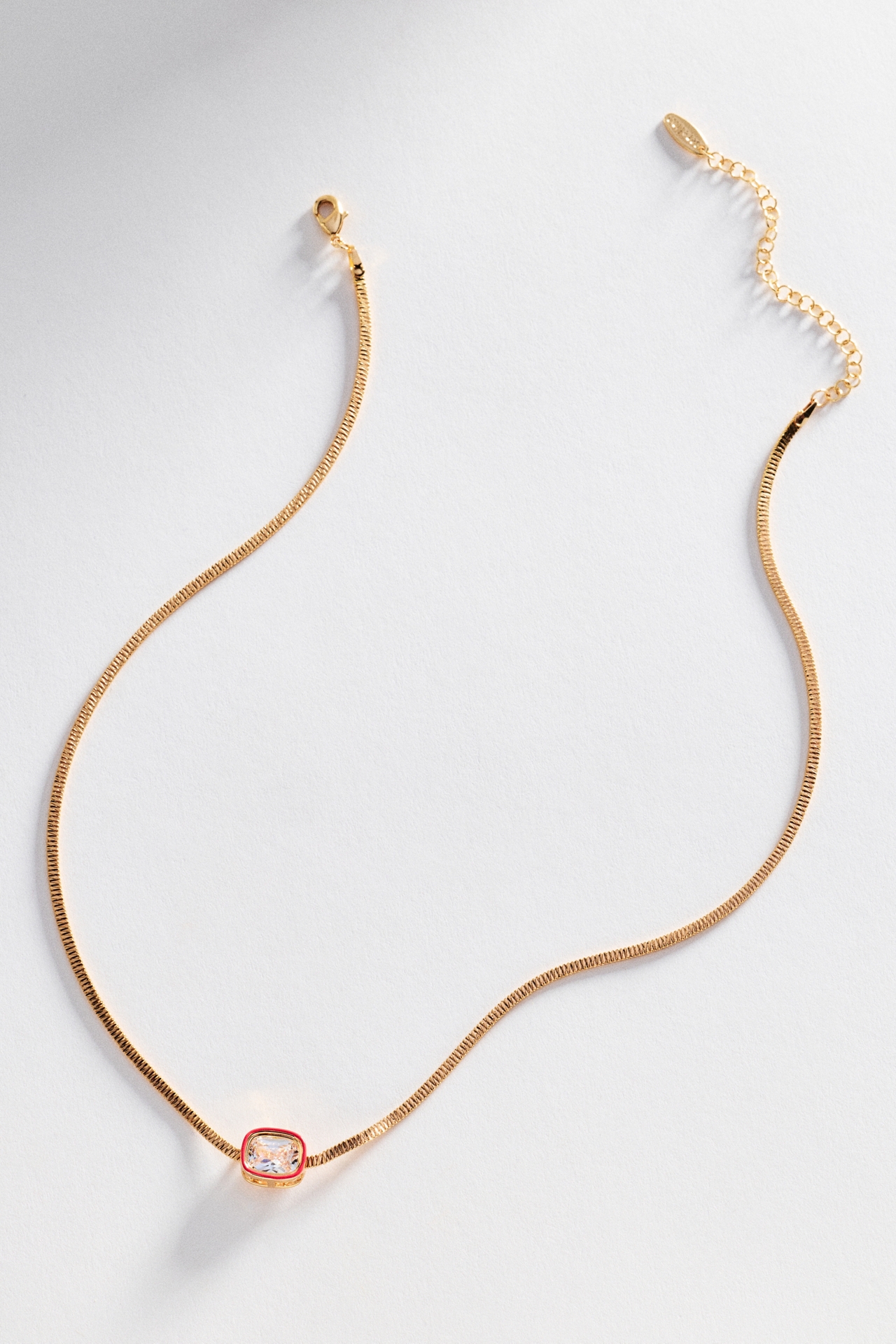 Enamel Bezel Crystal Pendant Necklace