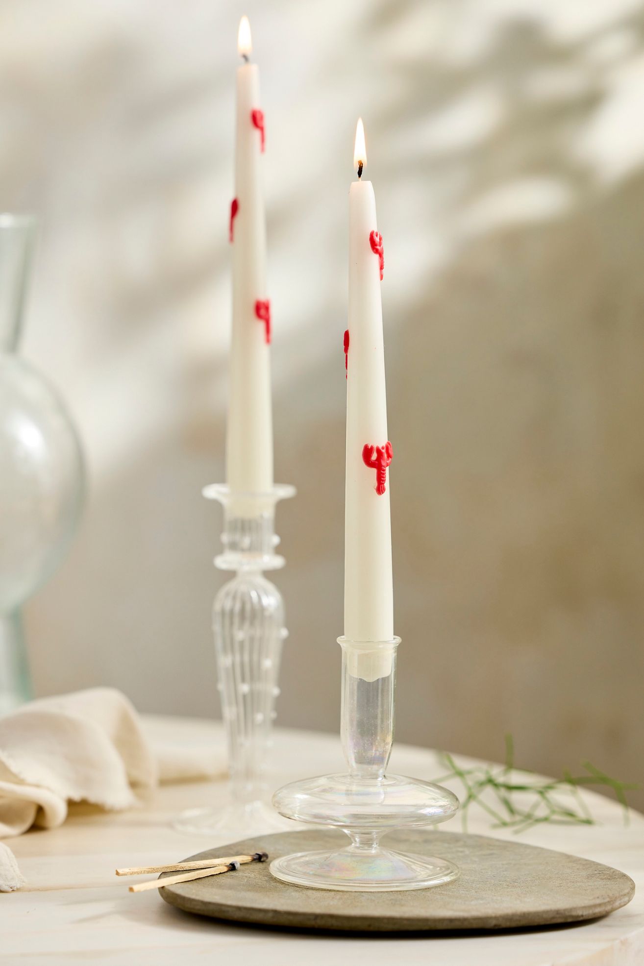 Marine Life Taper Candles, Set of 2 - Lobster, One Size