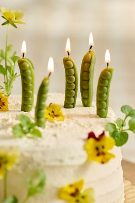 Happy Organics Snap Pea Beeswax Candles, Set of 5