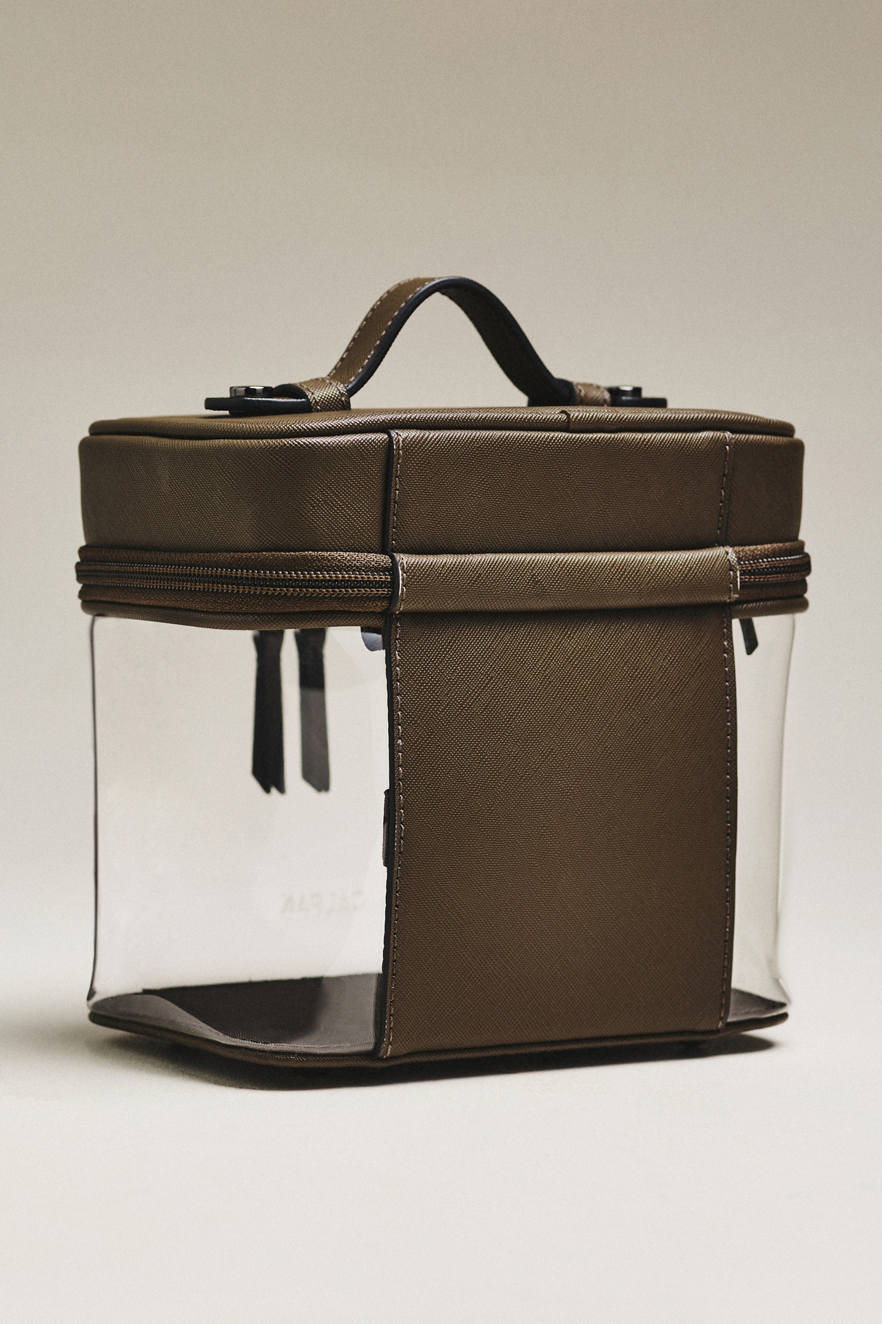CALPAK Clear Train Case with Top Compartment