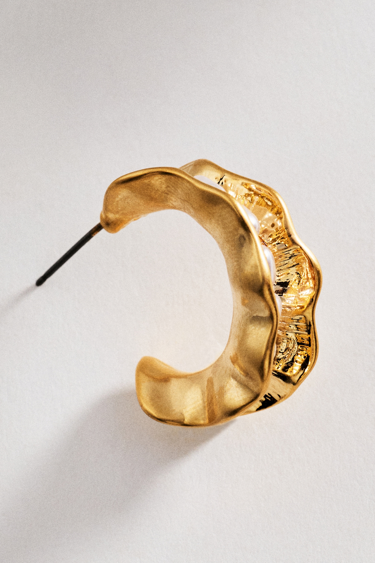 By Anthropologie Pearl Textured Hoop Earrings