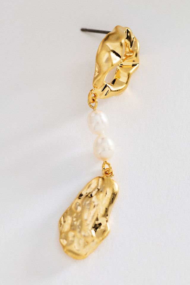 By Anthropologie Asymmetrical Pearl Drop Earrings #1