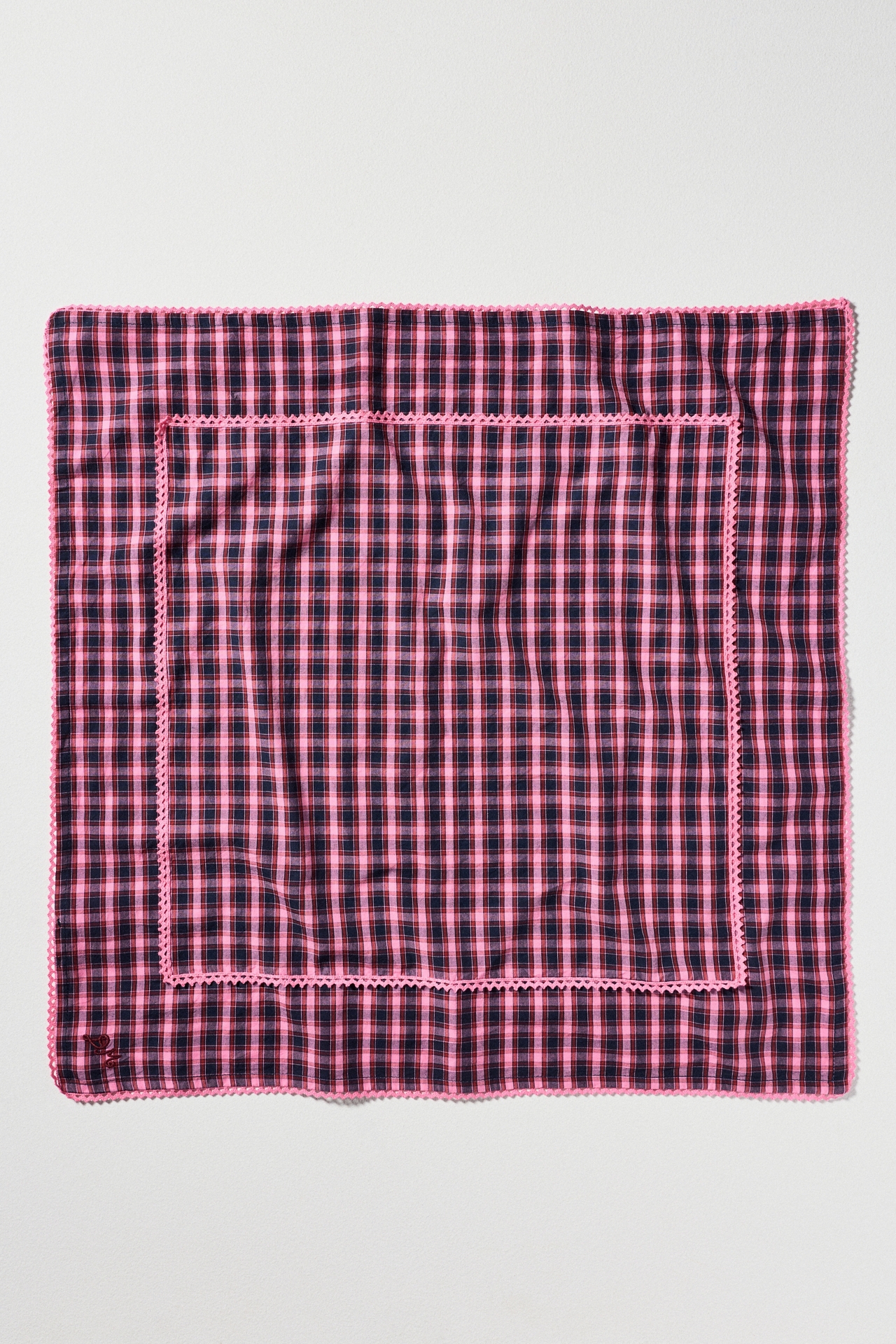Damson Madder Cotton Check Hair Scarf
