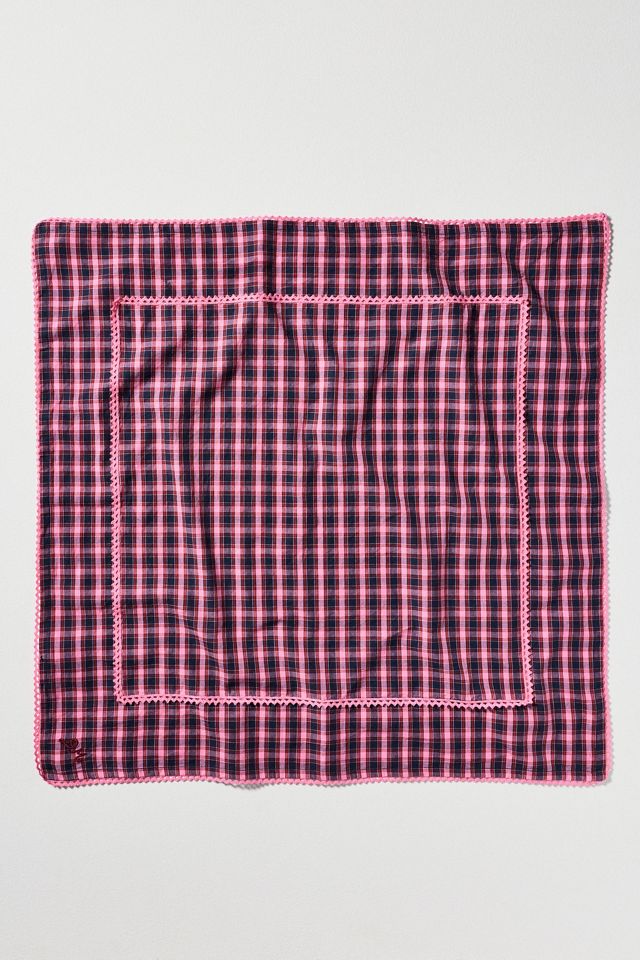 Damson Madder Cotton Check Hair Scarf #1