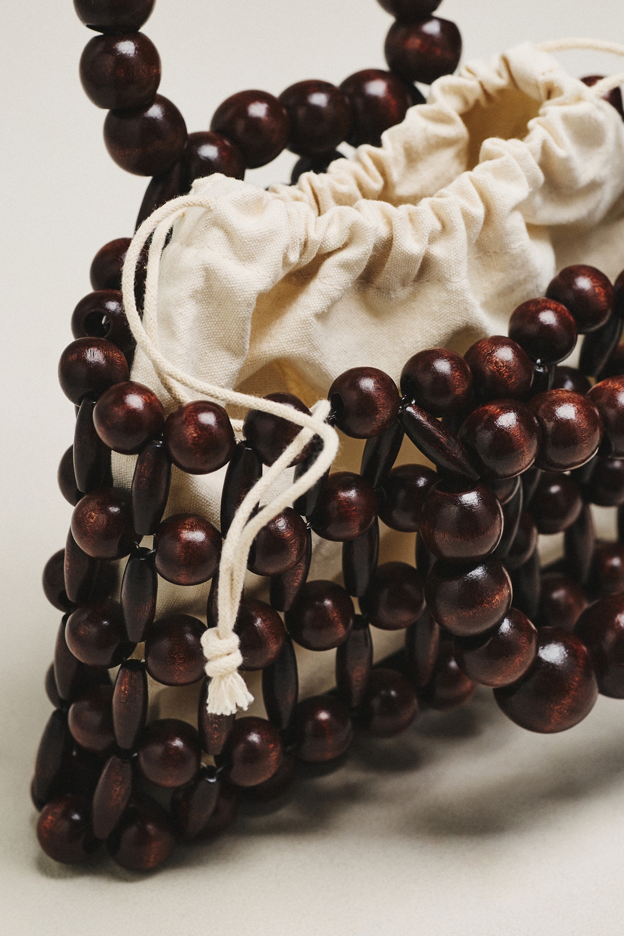Wood Bead Top-Handle Mini Satchel