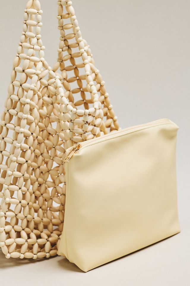 Wood Beaded Slouchy Shoulder Tote #2