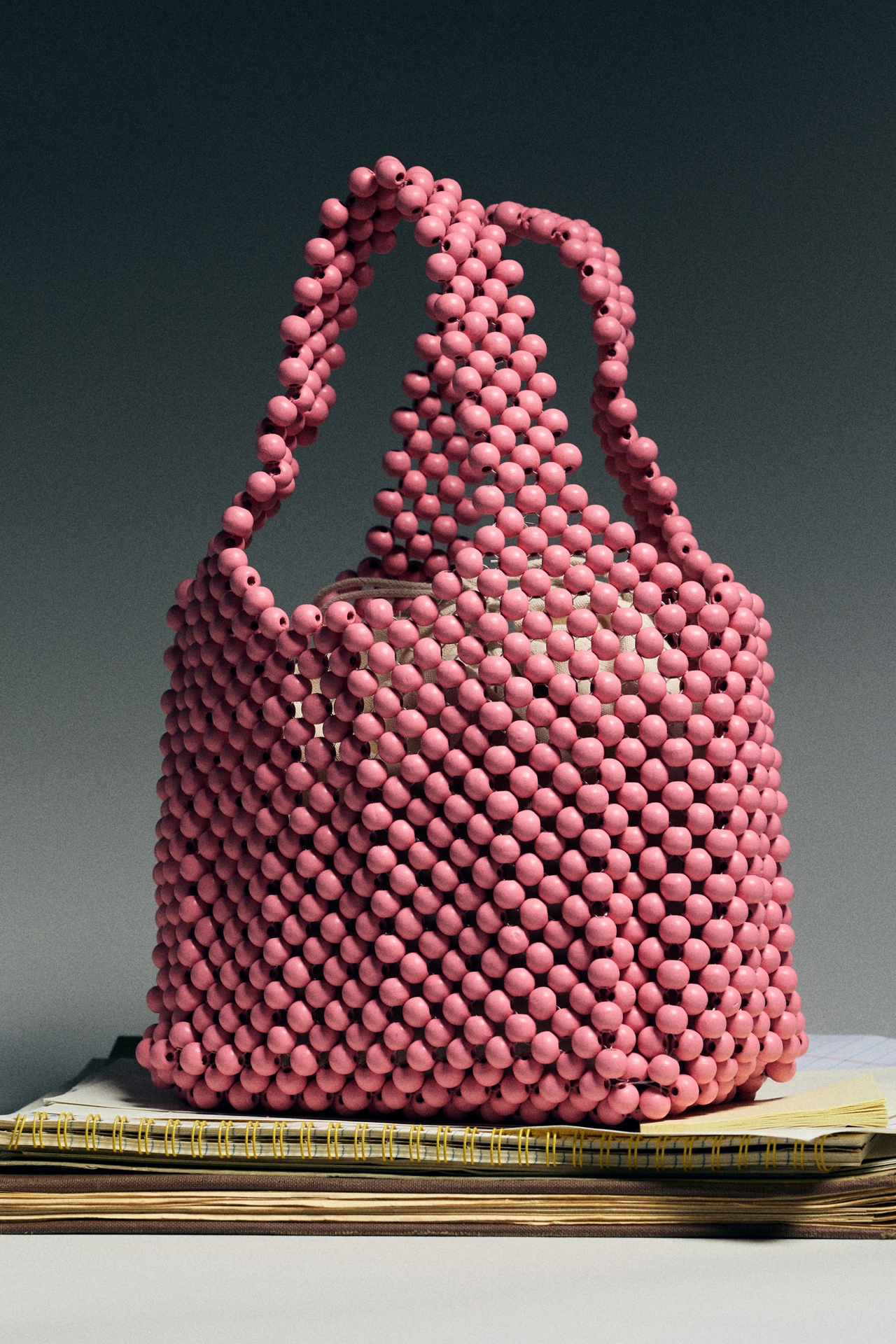 Sonia Wood Bead Mini Slouchy Tote Bag