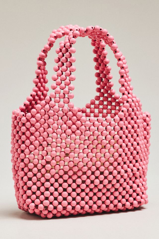 Sonia Wood Bead Mini Slouchy Tote Bag #1