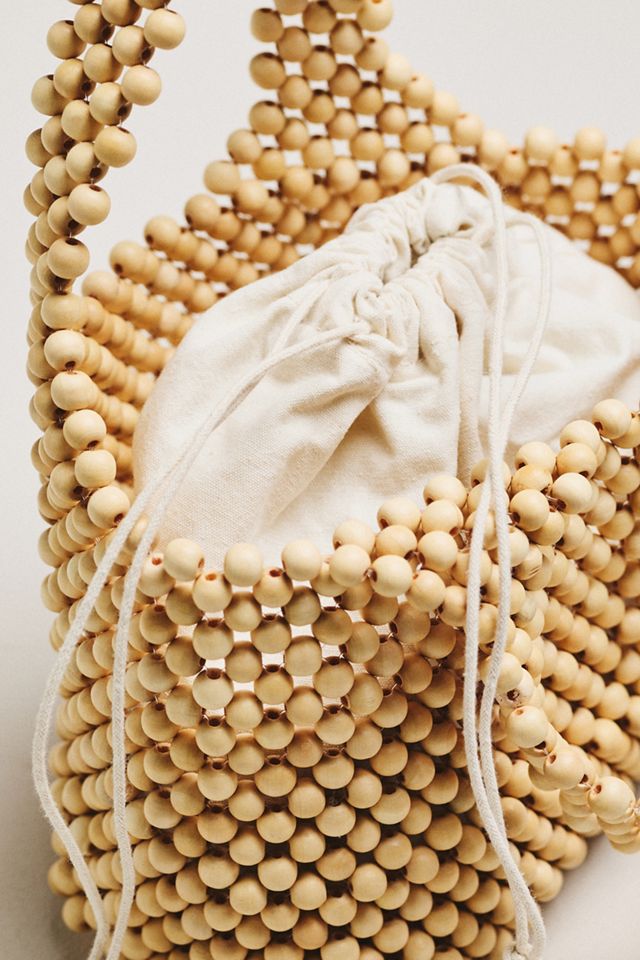 Sonia Wood Bead Mini Slouchy Tote Bag #3