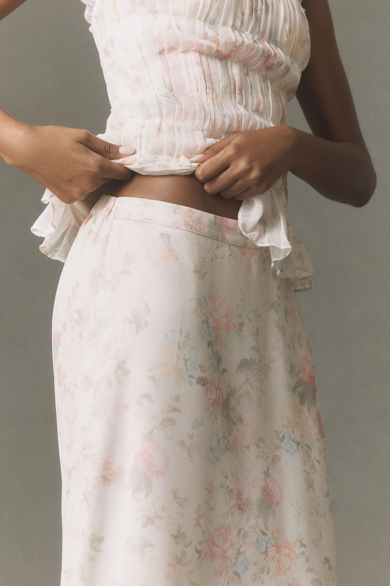 BHLDN Chiffon Corset and Maxi Skirt Set