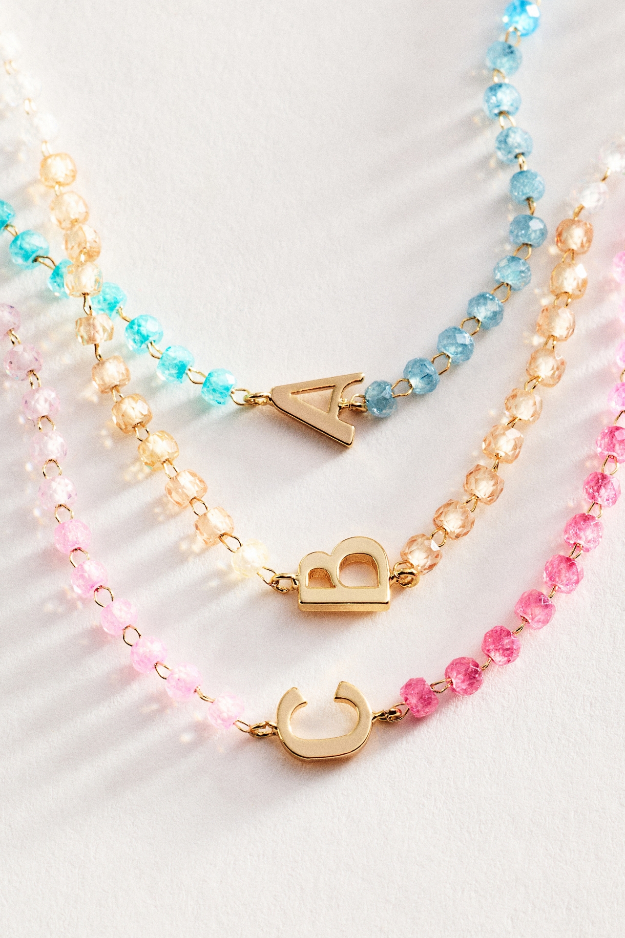 Multi-Color Beaded Initial Necklace