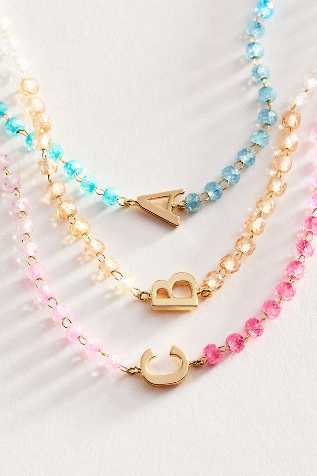 Multi-Color Beaded Initial Necklace #1