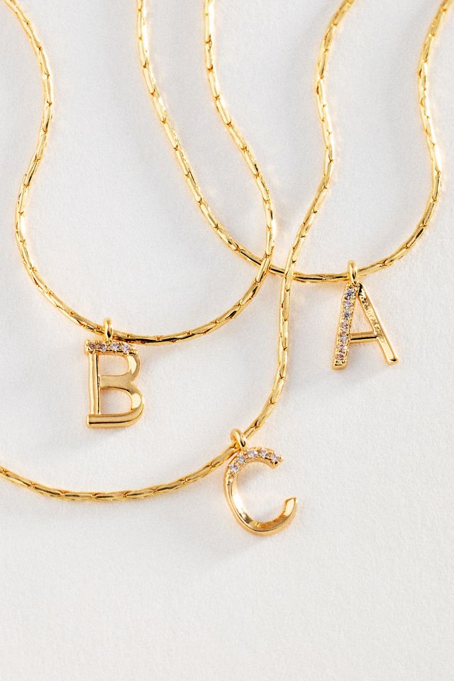 By Anthropologie Initial Charm Snake Chain Necklace #1