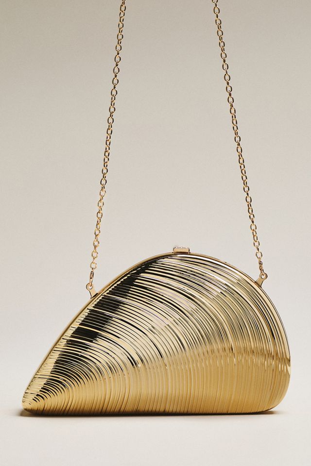 Celandine Metallic Seashell Clutch #1