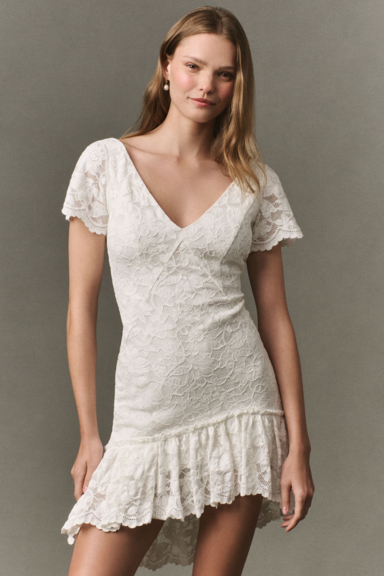 Mare Ruffle Lace Mini Dress
