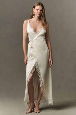 BHLDN Lace Satin Maxi Dress | Anthropologie