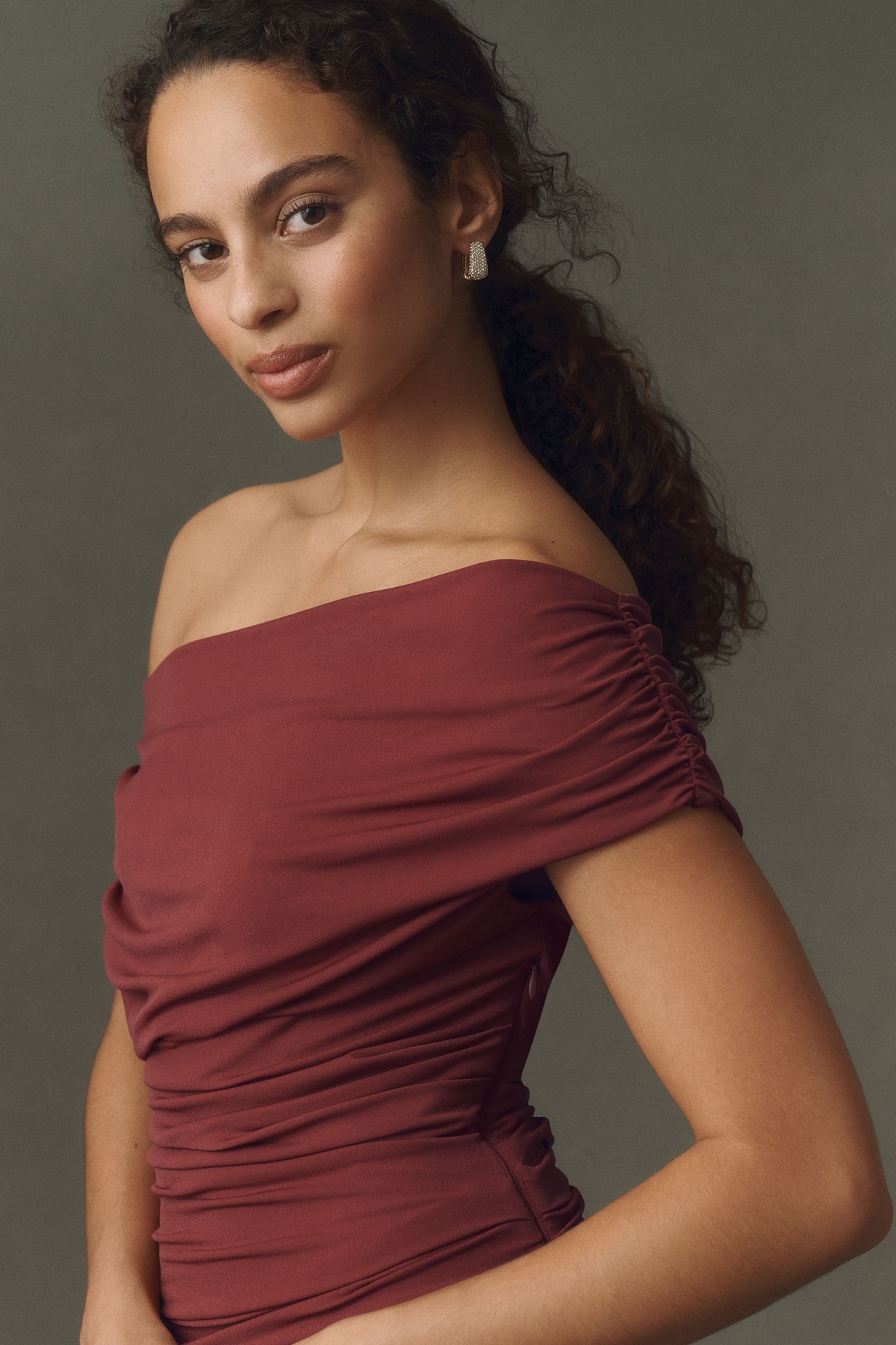 BHLDN Tara One-Shoulder Maxi Dress