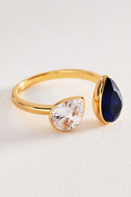 Asymmetric Crystal Cocktail Ring