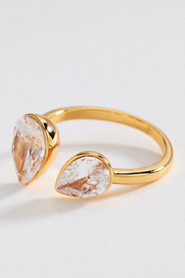 Asymmetric Crystal Cocktail Ring