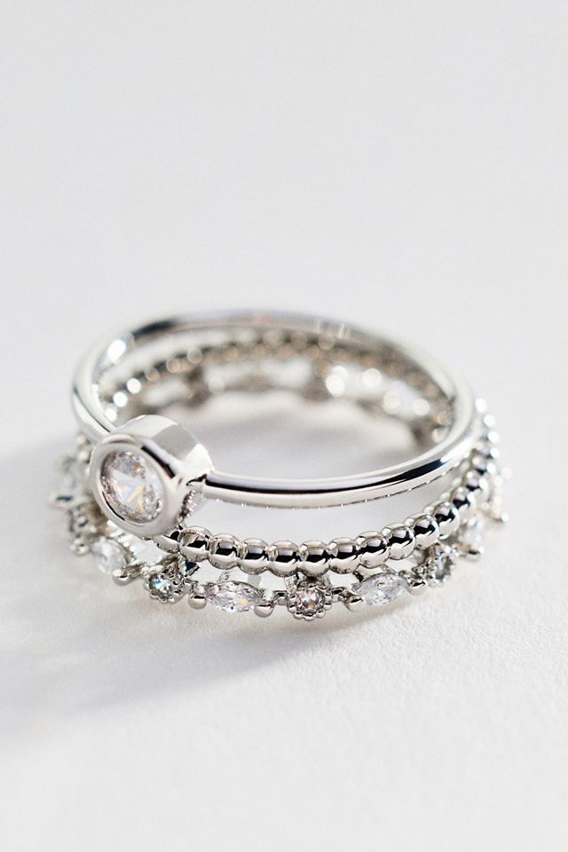 Crystal Stacking Rings, Set of 3 | Anthropologie