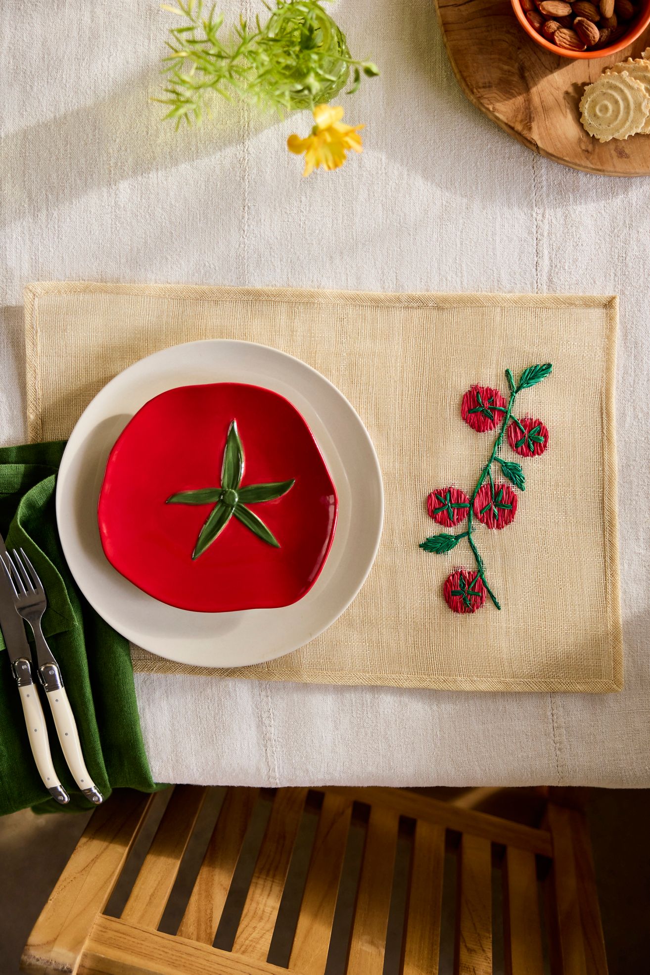 Tomato Vine Abaca Placemat - Natural, Standard, One Size