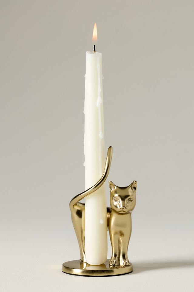 Gold Cat Candleholder #2
