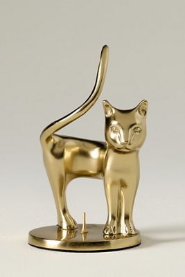 Goldener Katzen-Kerzenhalter