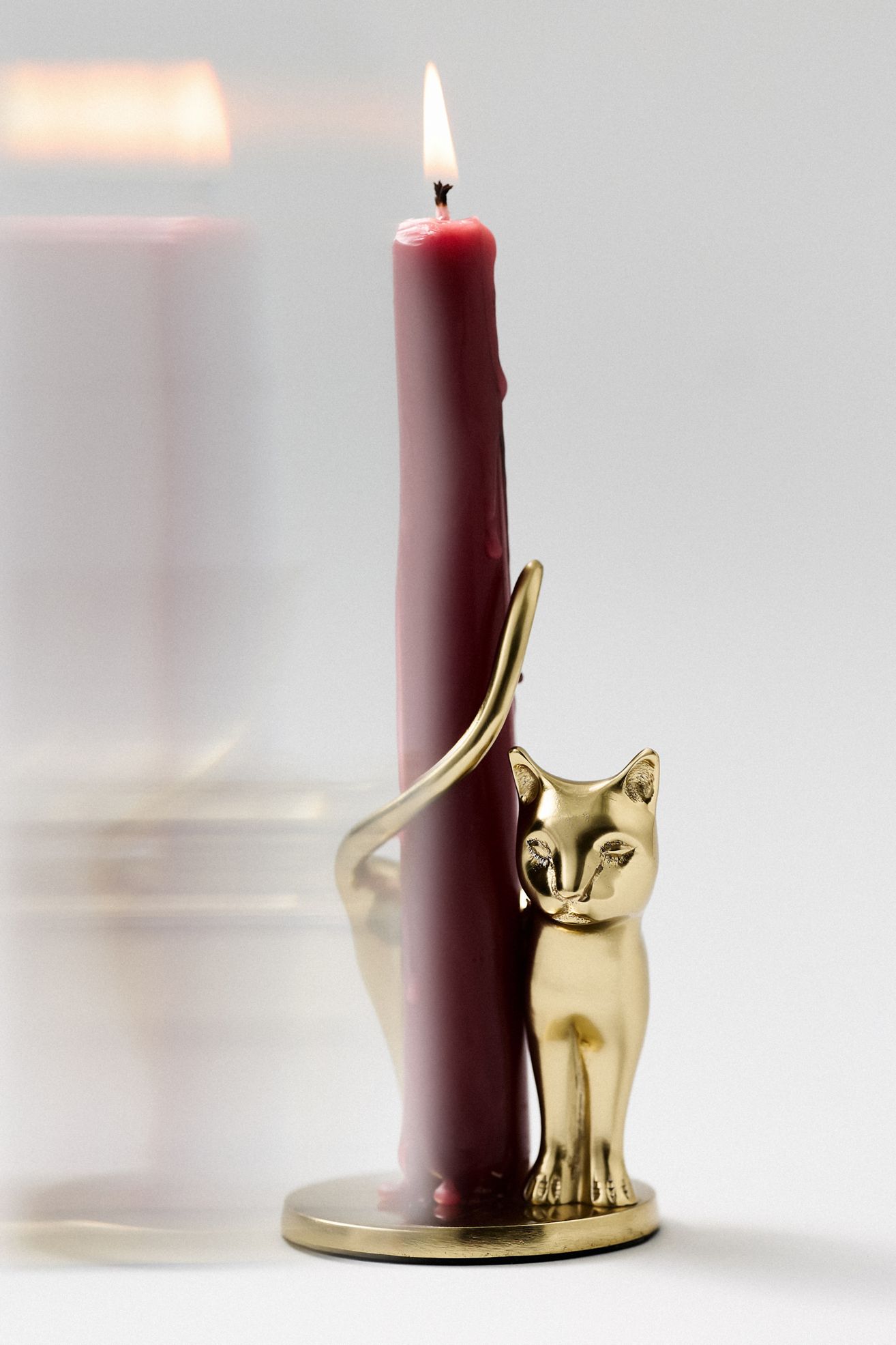Gold Cat Candleholder - Gold, One Size