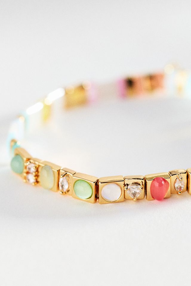 Colorful Beaded Chicklet Stretch Bracelet #2