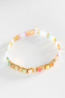 Colorful Beaded Chicklet Stretch Bracelet