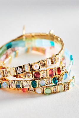 Colorful Beaded Chicklet Stretch Bracelet