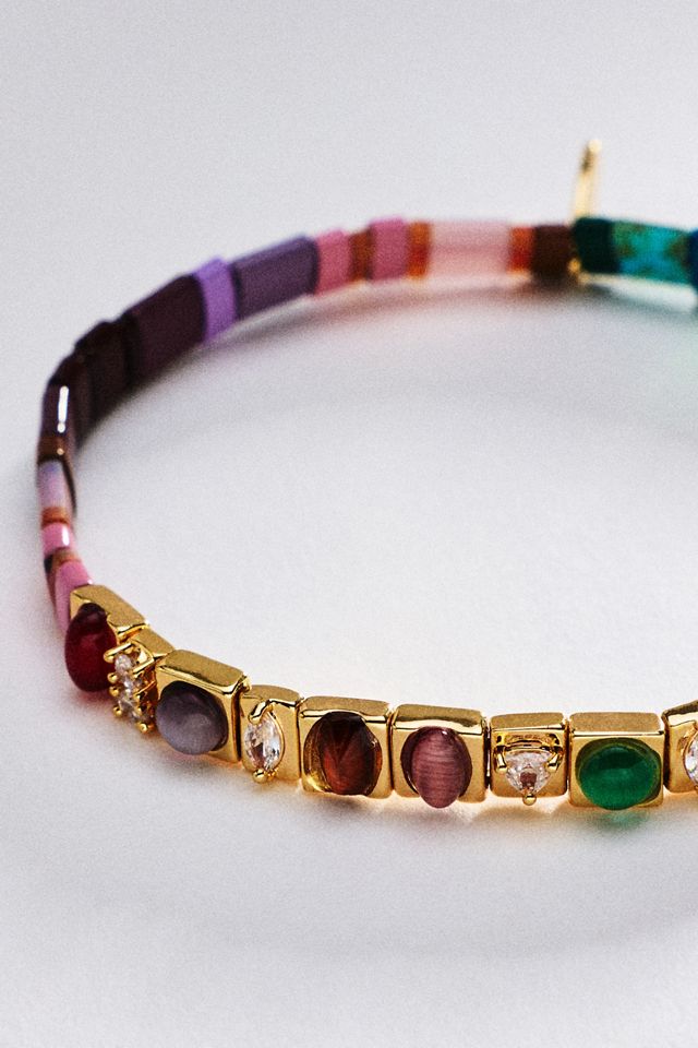 Colorful Beaded Chicklet Stretch Bracelet #1