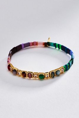 Colorful Beaded Chicklet Stretch Bracelet