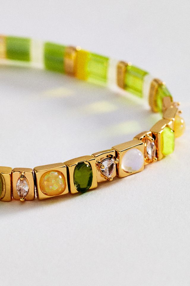 Colorful Beaded Chicklet Stretch Bracelet #3